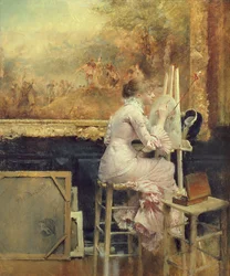 Junger Aquarellist im Louvre, ca. 1891